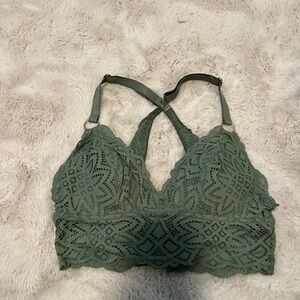 Aerie Lace Bralette in Olive Green